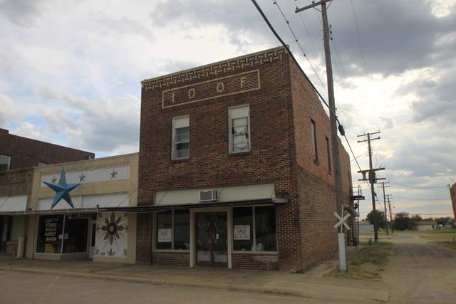 The Odd Fellows hall on the main block in Frost